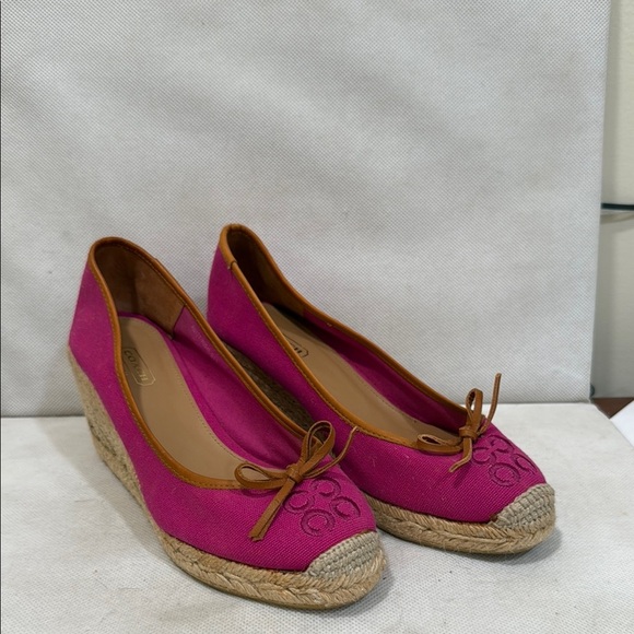 Coach Fuchsia Espadrilles with Bow & Letter “C” Detail - Picture 1 of 10